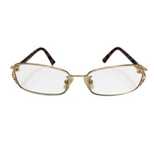 Coach 9238 Gold Dark Tortoise Eyeglasses 52-16-135 Beaded Hinge Metal Frame